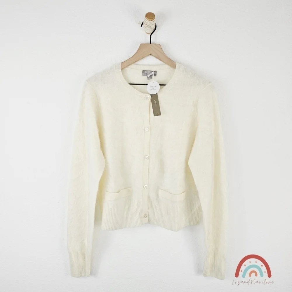 New! J. Crew Brushed Cashmere Cropped Cardigan
